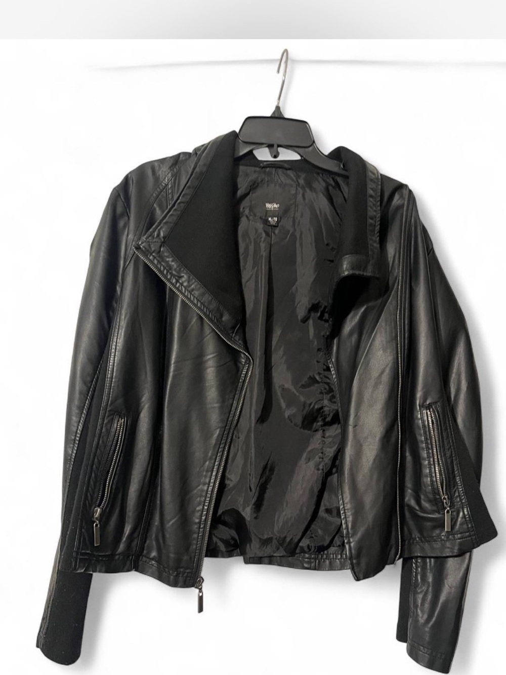 Mossimo Black Faux Leather Moto Jacket for Women